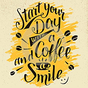 Váš káva úsmev kaligrafie 