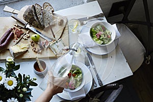 Starter and salads in restaurant photo
