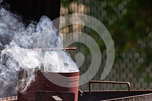 Starting BBQ charcoal in chimney