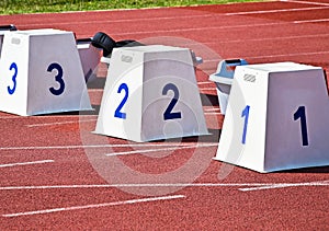 Starting blocks of the running track