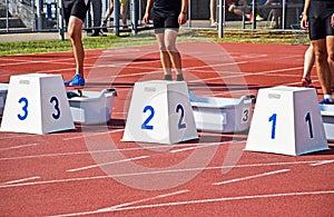 Starting blocks of the running track