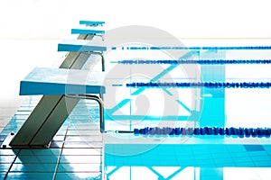 Starting blocks in a swimming pool