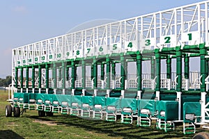 Starting gates for racinghorses close up