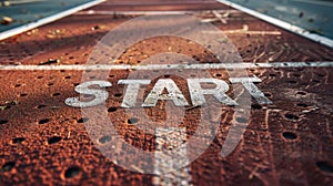 The starting line marker. AI generated