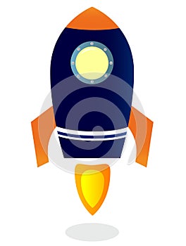 Starting Rocket ship. Vector illustrations.