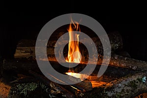 Starting up a fire inside a chimney