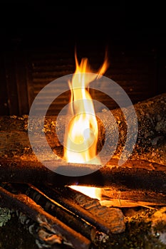 Starting up a fire inside a chimney