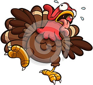 Startled Cartoon Turkey Gobbling. Vector illustration with simple gradients.