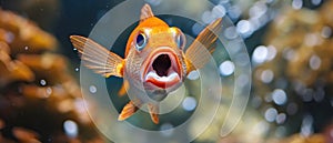 A Startled Fish With Its Mouth Gaping And Wideeyed In Surprise