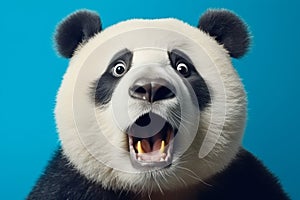 Startled Panda: Humorous Big-Eyed Expression. Generative ai