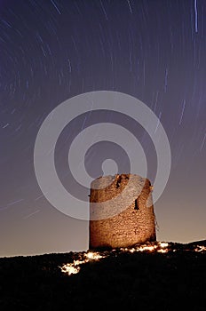 Startrail with tower