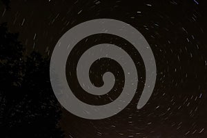 Startrails vortex in the night sky around North star photo