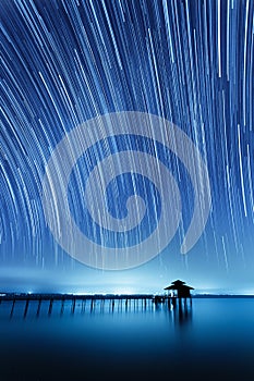 Startrails: Wooden Cabin and Bridge