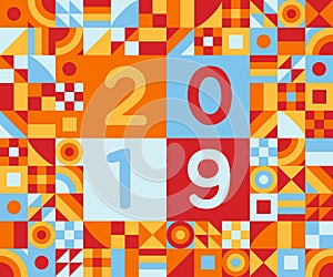 2019 almost starts, red button enter page with xmas tree cursor pointer push button.