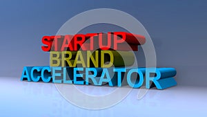 Startup brand accelerator on blue