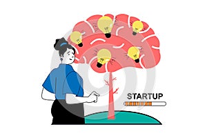 Startup business concept with people scene in flat web design. Vector illustration