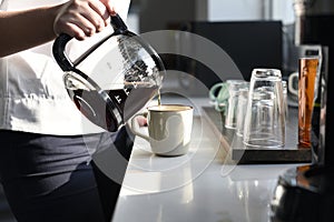 Startup Business People Making Coffee During Office Break Time