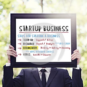 Startup Business Plan Steps Graphic Concept