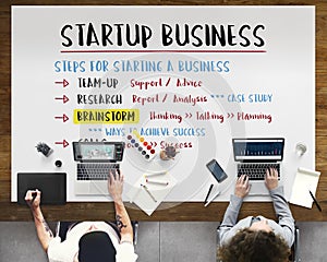 Startup Business Plan Steps Graphic Concept photo