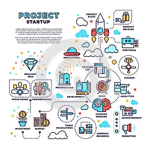 Startup, business project, product management, finance plan vector concept background