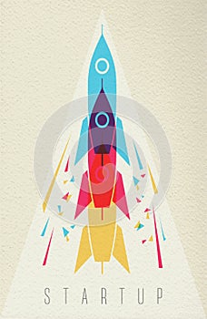 Startup business rocket ship color design