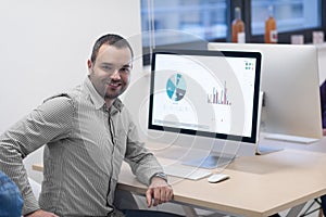Startup business, software developer working on computer