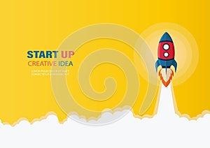 Startup creative idea concept with rocket launch