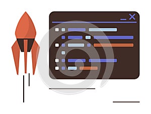 Rocket Launch with Coding Interface Innovation, Technology, Software Development, and Startup Growth