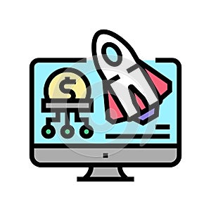 startup for earning money in internet color icon vector illustration