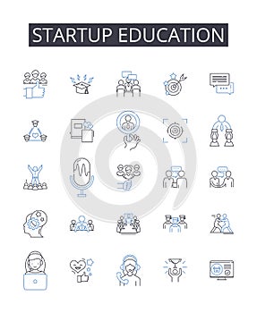 Startup education line icons collection. Business coaching, Entrepreneurial training, Innovative learning, Venture