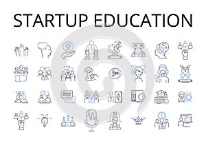 Startup education line icons collection. Business coaching, Entrepreneurial training, Innovative learning, Venture