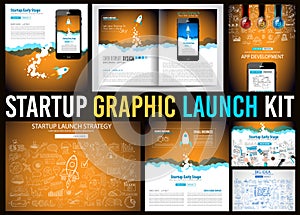 Startup Graphic Lauch Kit with Landing Webpages, Corporate Design Covers