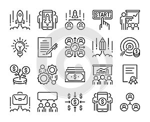 Startup icon. Business Start Up line icons set. Vector illustration.