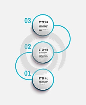 Startup infographic template with 3 steps. Business concept. Vector illustration for marketing, research, statistics and analytics