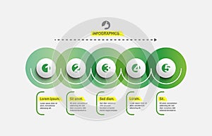Startup infographic template with 5 steps. Business concept. Vector illustration for marketing, research, statistics and analytics