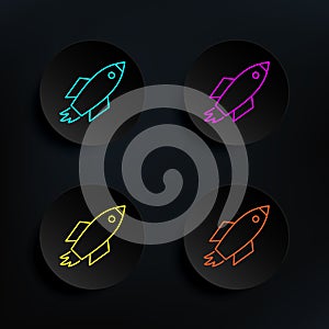 Startup launch dark badge color set icon. Simple thin line, outline vector of web icons for ui and ux, website or mobile