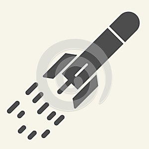 Startup launch solid icon. Rocket launch vector illustration isolated on white. Weapon glyph style design, designed for