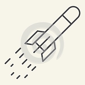 Startup launch thin line icon. Rocket launch vector illustration isolated on white. Weapon outline style design