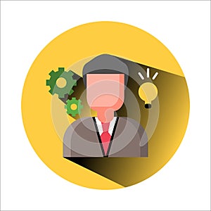 Startup Manager Avatar with flat design long shadow style
