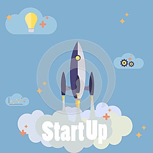 Startup new business project with rocket image dev