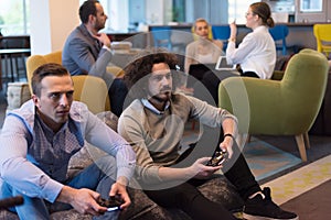 Startup Office Workers Playing computer games