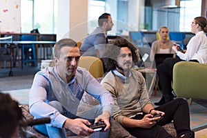 Startup Office Workers Playing computer games