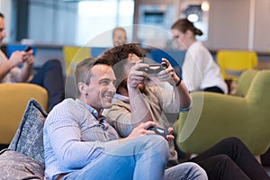 Startup Office Workers Playing computer games