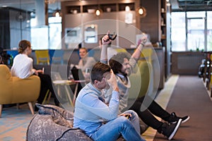 Startup Office Workers Playing computer games