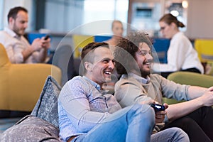 Startup Office Workers Playing computer games