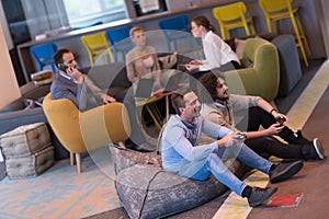 Startup Office Workers Playing computer games