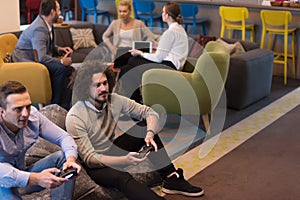 Startup Office Workers Playing computer games