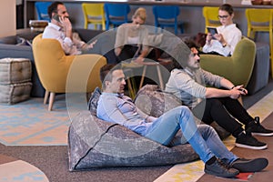 Startup Office Workers Playing computer games