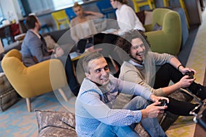 Startup Office Workers Playing computer games