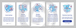 Startup principles onboarding mobile app page screen with linear concepts